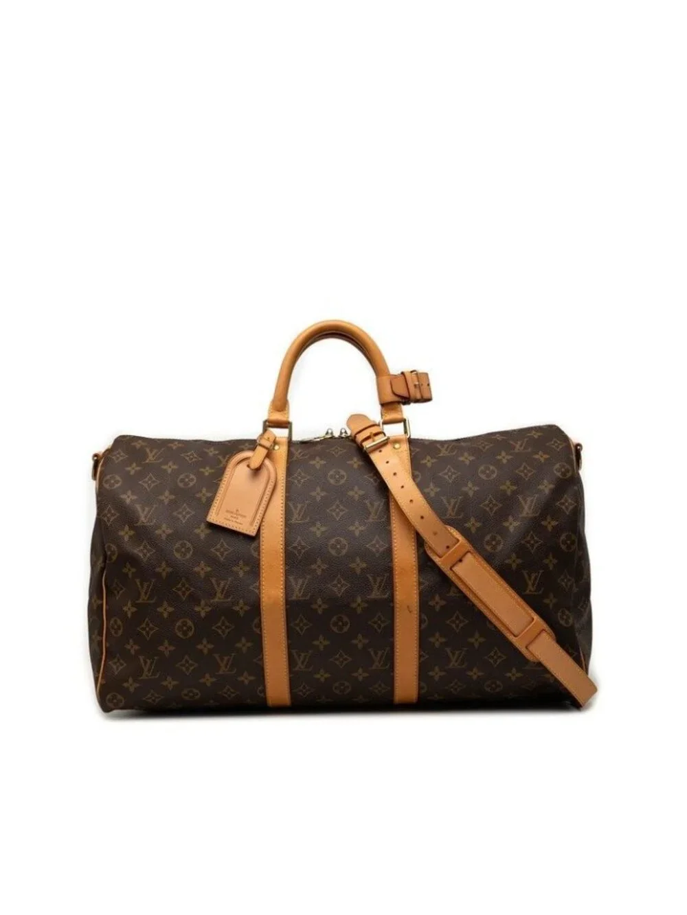 Louis Vuitton Monogram Keepall Bandouliere 50 Boston Bag Brown Leather